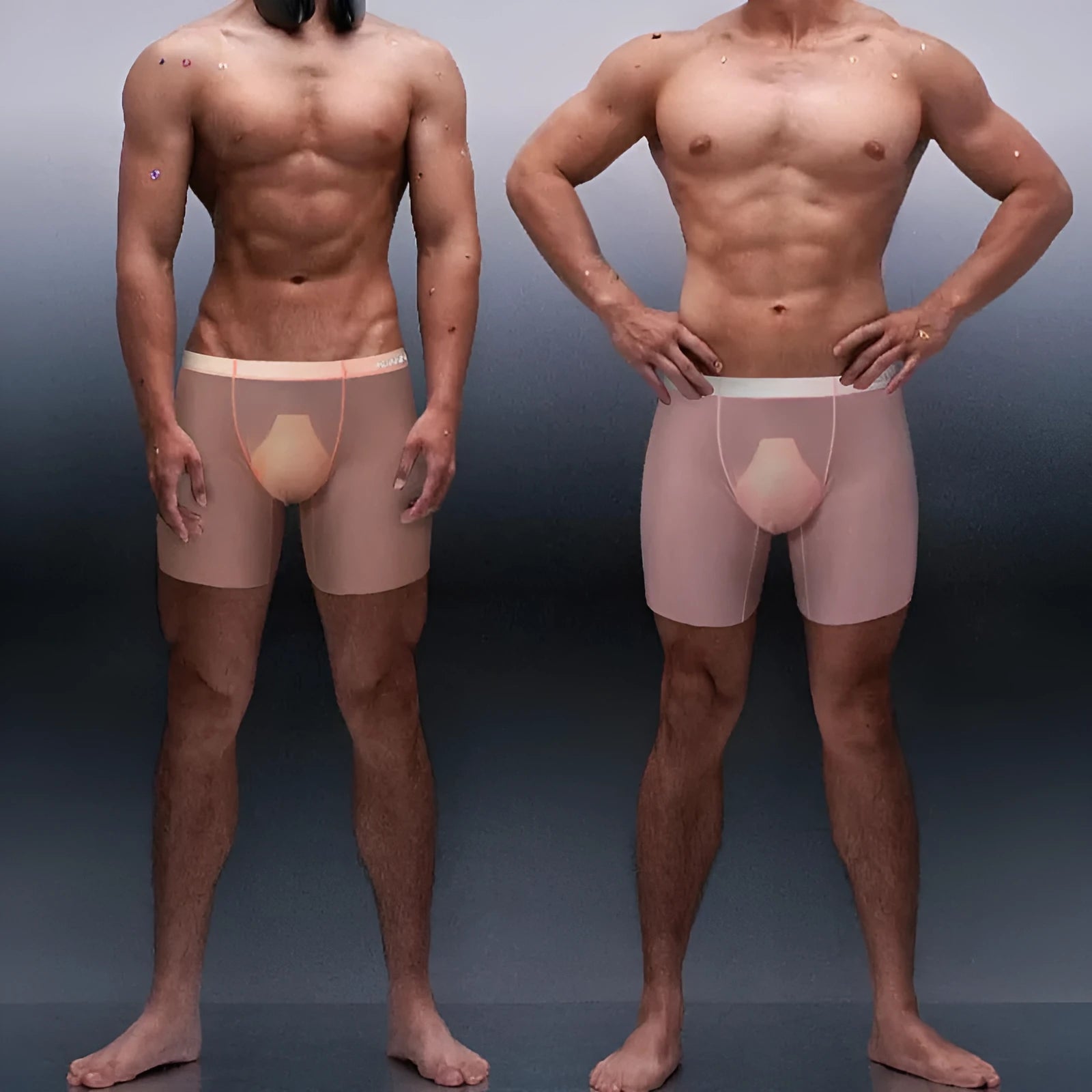Men's seamless boxers in orange, pink or red colours with low waist design
