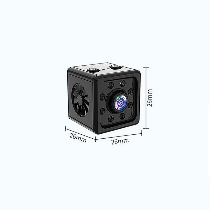Black cube-shaped K13 network sports camera with mounting bracket