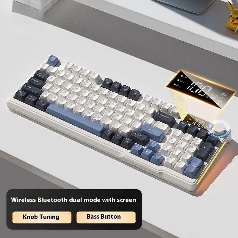 Wireless Bluetooth keyboard and mouse combo in blue white colour with compact design and ball-shaped keycaps