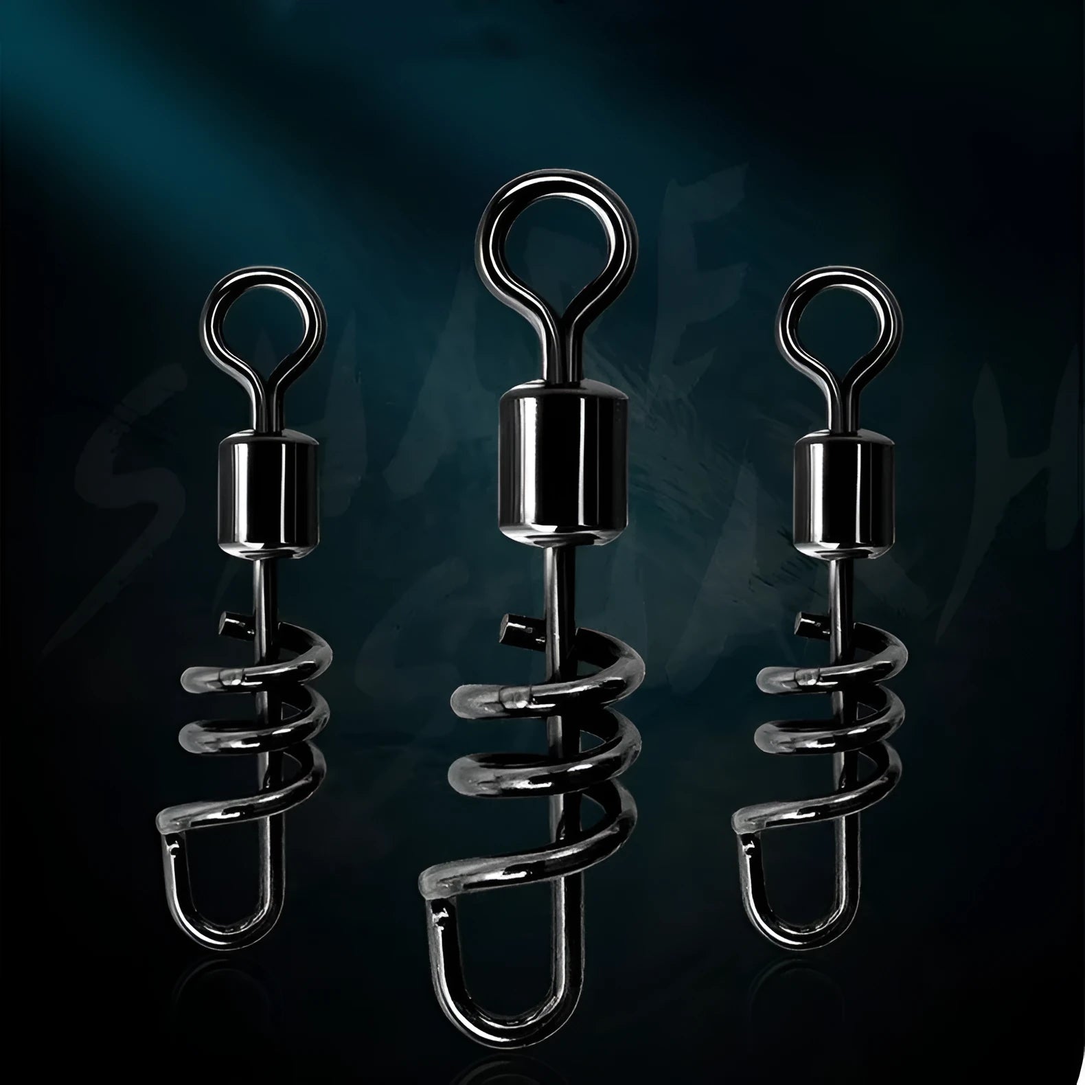 Stainless steel fishing swivel connector with 8-shaped ring design showing two connection points