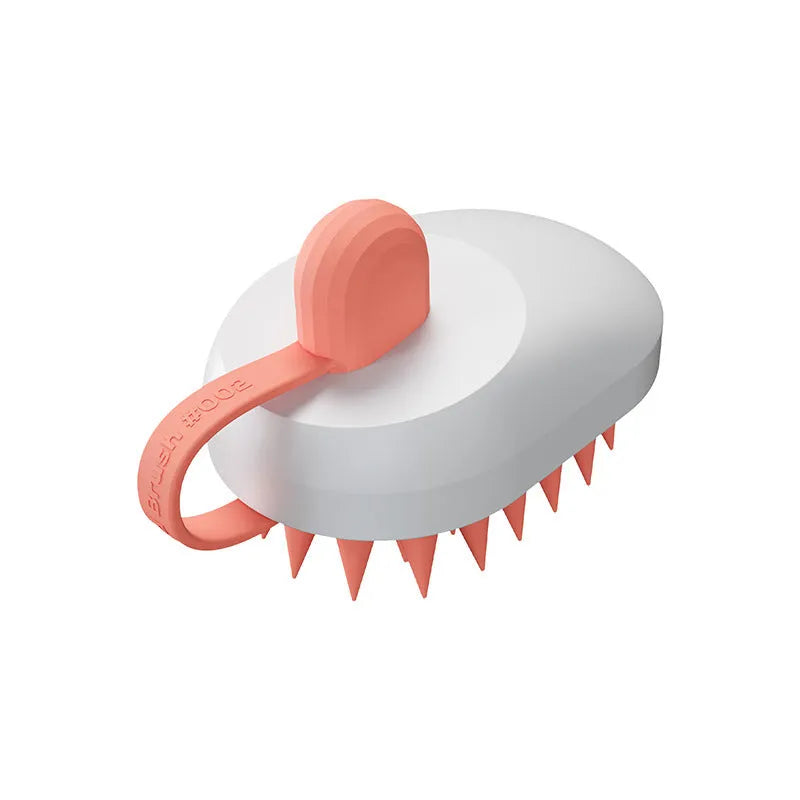 Pet grooming tool with silicone comb and shampoo massage brush in blue