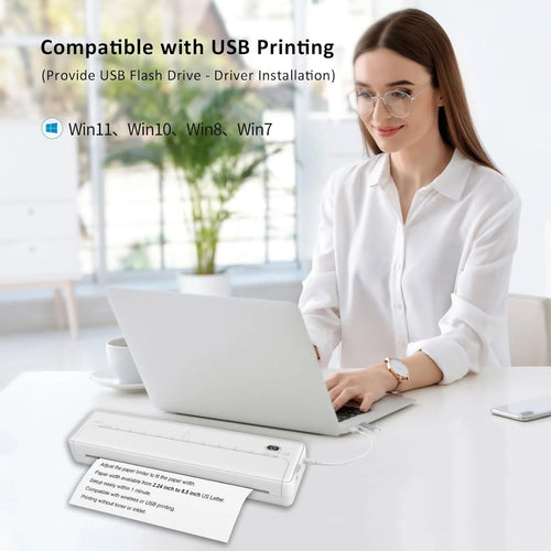 Black X8 portable A4 thermal printer with Bluetooth wireless connectivity for mobile and computer printing
