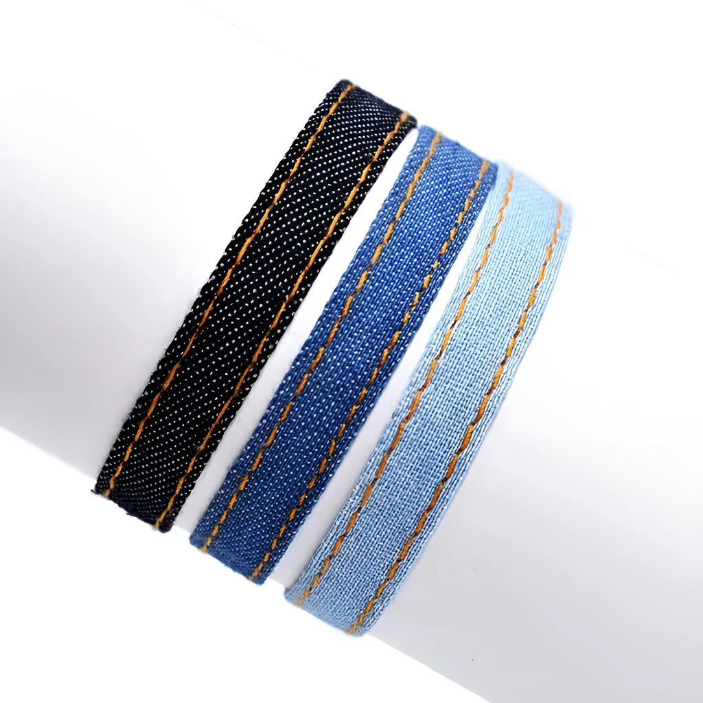 Denim fabric bracelet carrying strap in national style with cute design