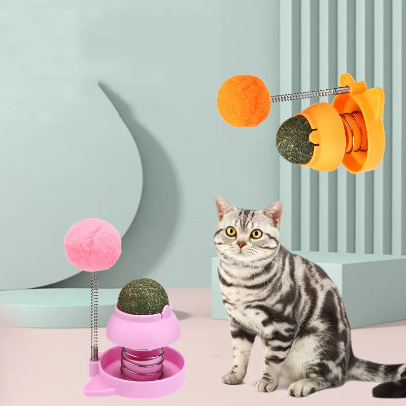 Lucky Cat mint ball cat toy on stick with music for grooming aid and boredom relief