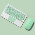 Mute wireless Bluetooth keyboard and rechargeable mouse set in pink colour with charging cable