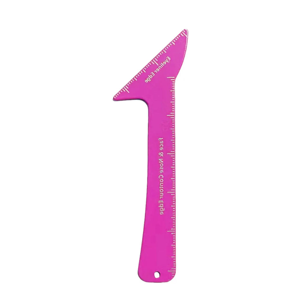Pink and LaserFX coloured 3-in-1 reusable makeup stencil tool for eyeliner, brows, and contour