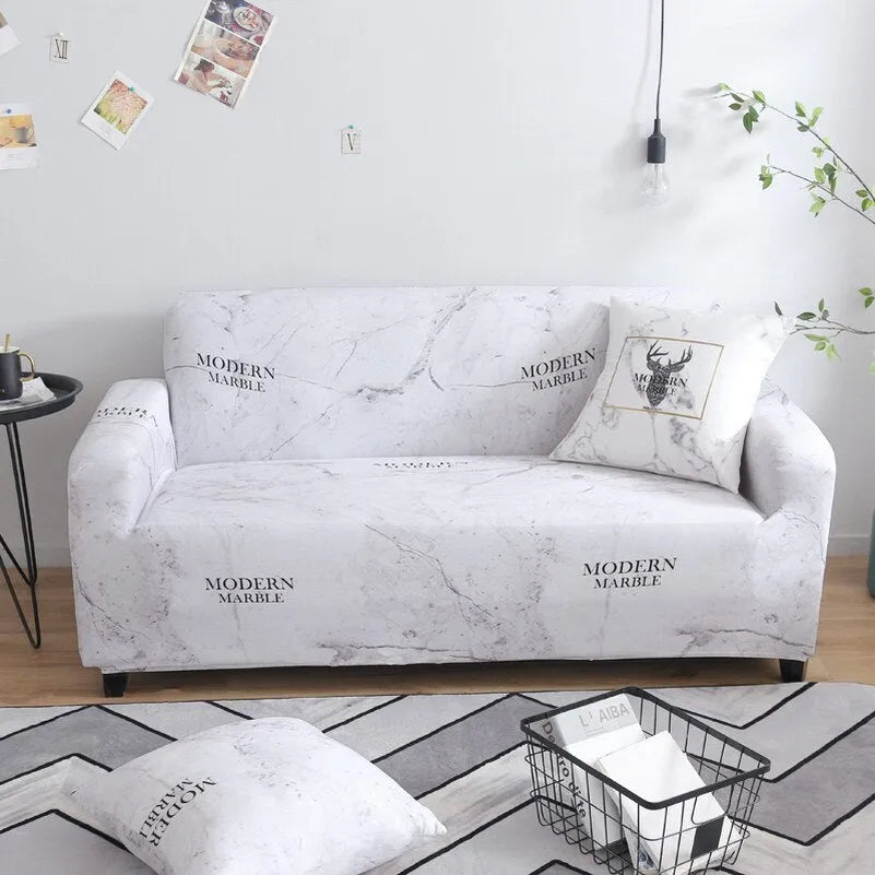 Elastic all-inclusive polyester sofa cover with striped pattern in multiple colours