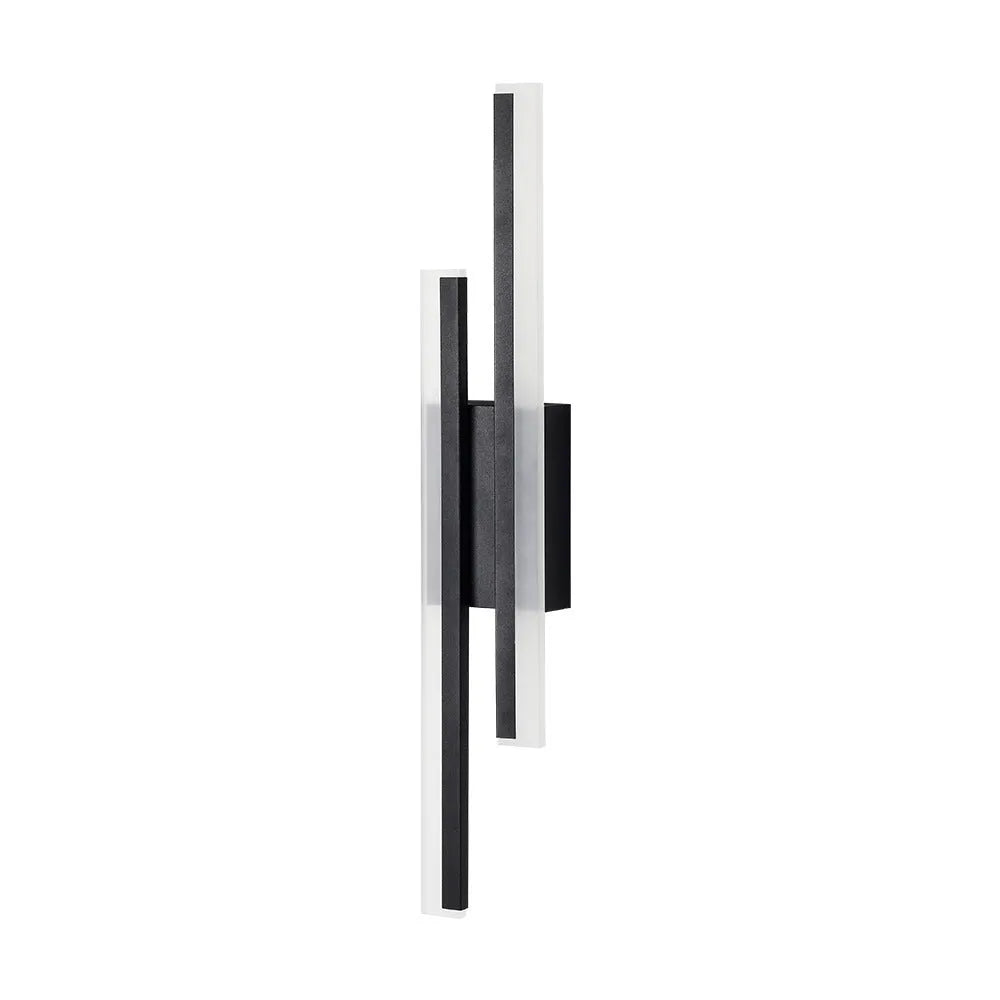 Gold-finish 500mm long double line wall lamp with LED light on a modern wall.