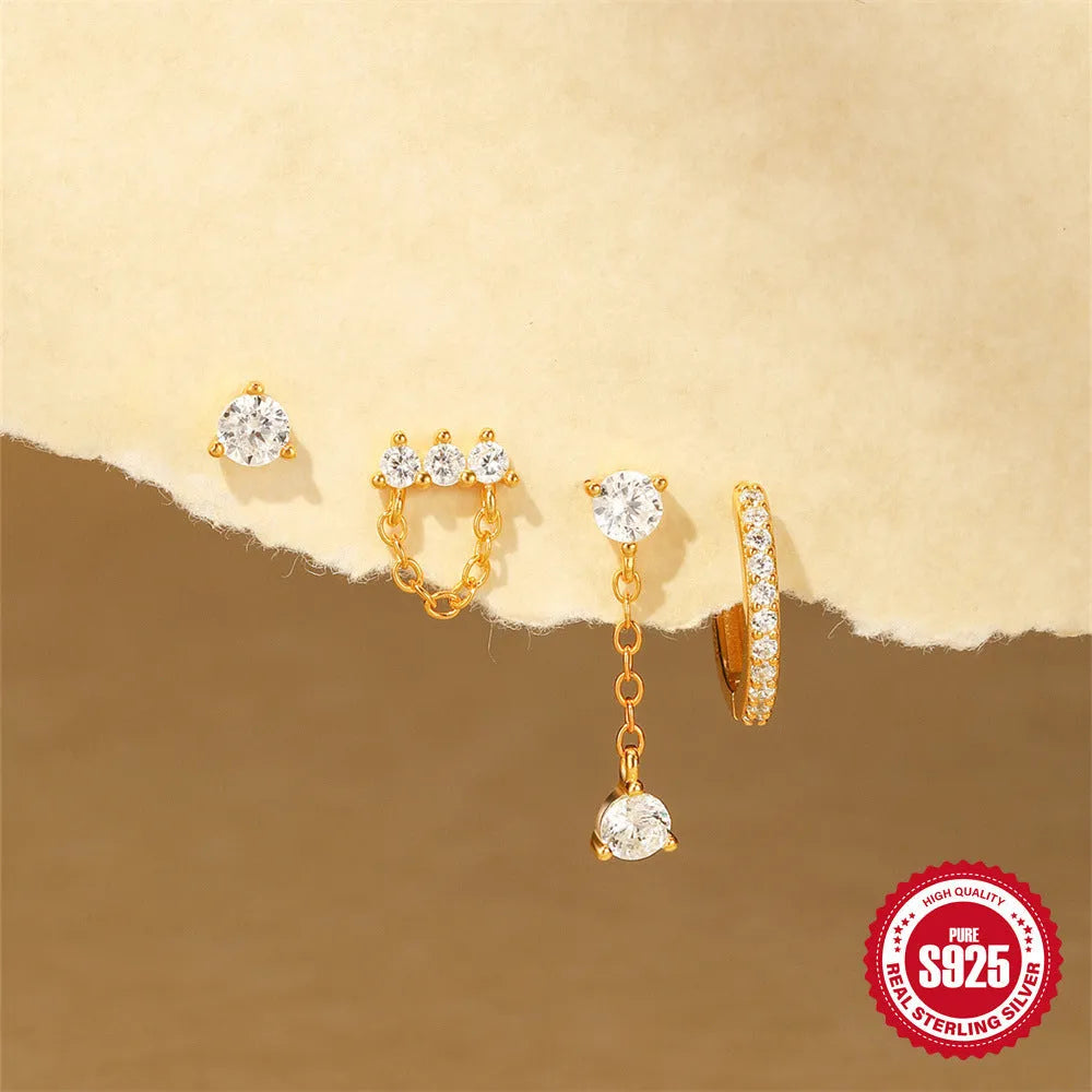 Geometric clover petal earrings in sterling silver with electroplated gold finish