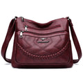 Soft PU leather women's shoulder bag in horizontal square design with crossbody strap