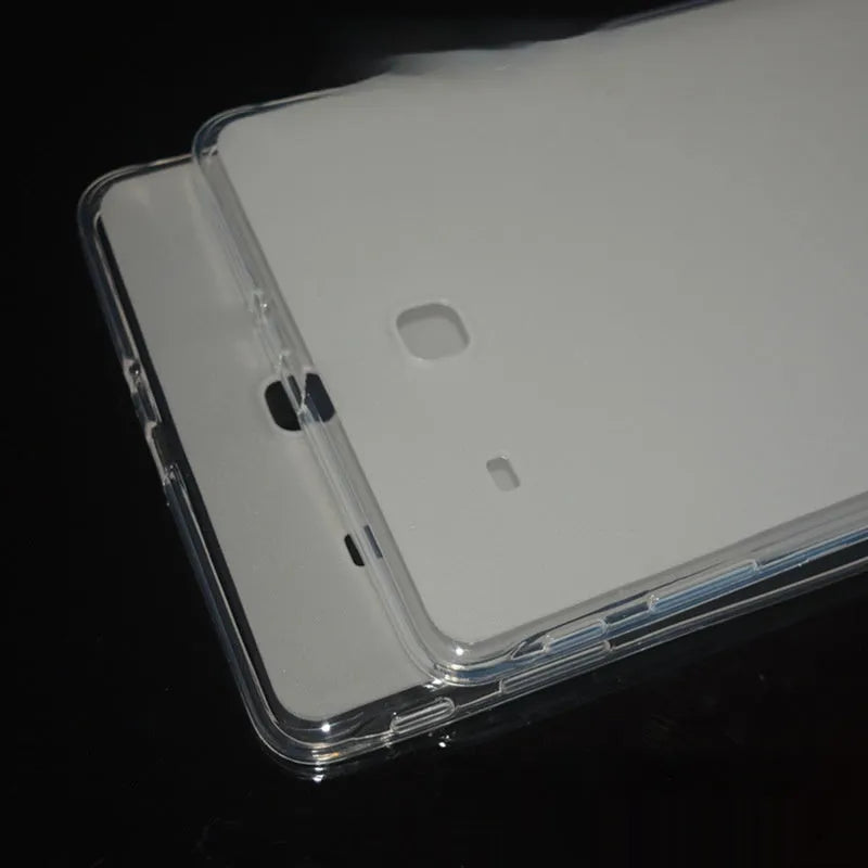 Clear white ultra-thin silicone tablet protective case showing minimalist design