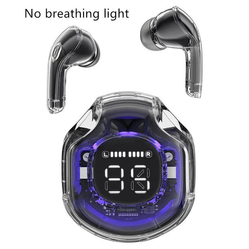 Transparent warehouse wireless Bluetooth in-ear headset shown in multiple colours.