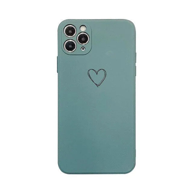 Silicone TPU phone case for Apple iPhone in solid colours black, green, pink, purple, red, white, grey, light green.