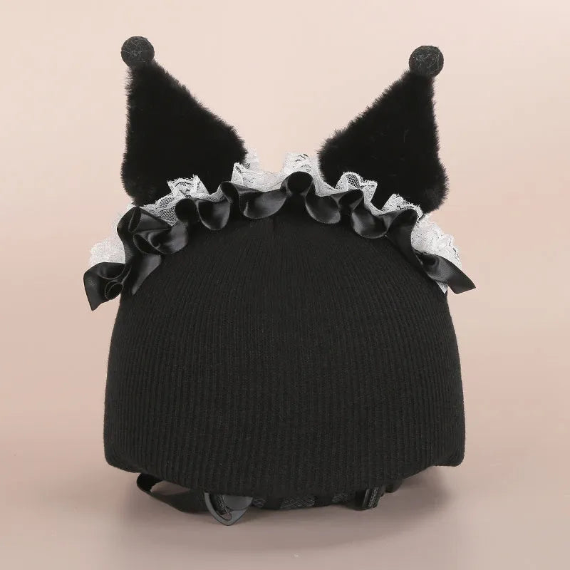 A plush fabric helmet cover with cartoon character ears, shown in size M for bicycle or motorbike use.