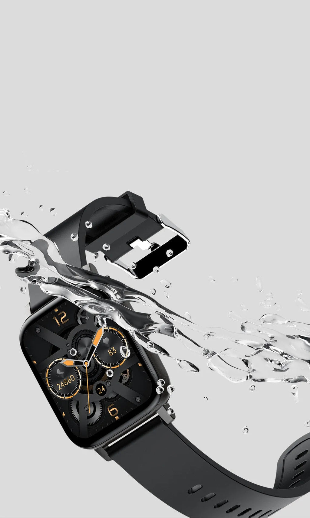 H80 smart watch with black silicone strap showing ECG and blood oxygen monitoring on its 1.69-inch touch screen