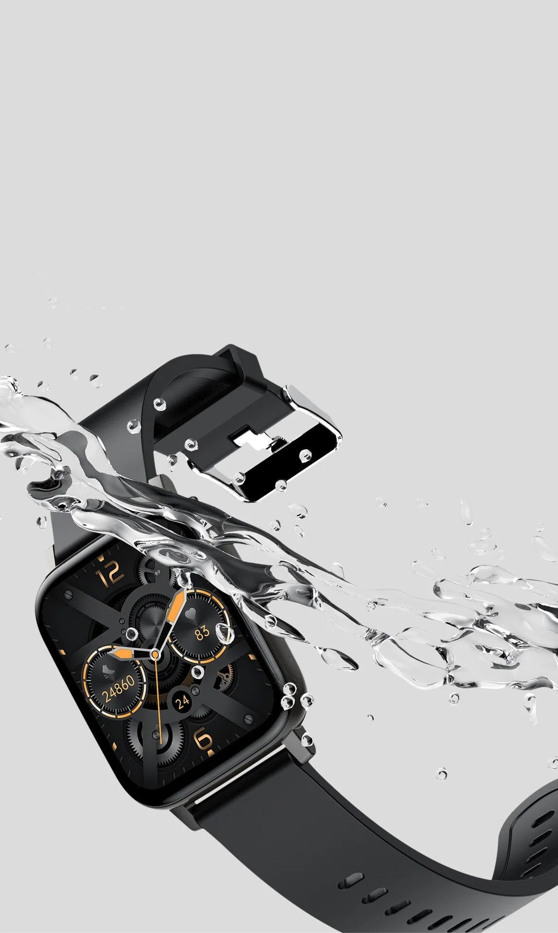 H80 smart watch with black silicone strap showing ECG and blood oxygen monitoring on its 1.69-inch touch screen