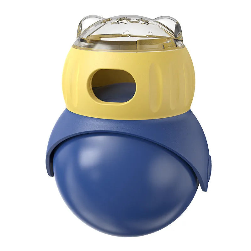 Morandi yellow and blue plastic owl tumbler cat puzzle feeder toy