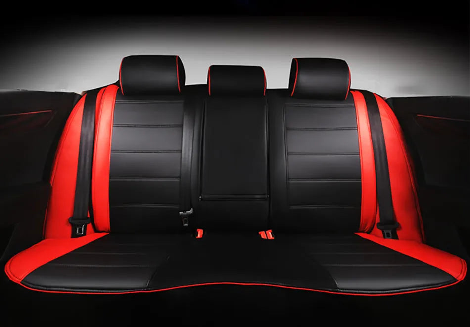 Cow leather car seat cover in beige and black colour options with binding style edging