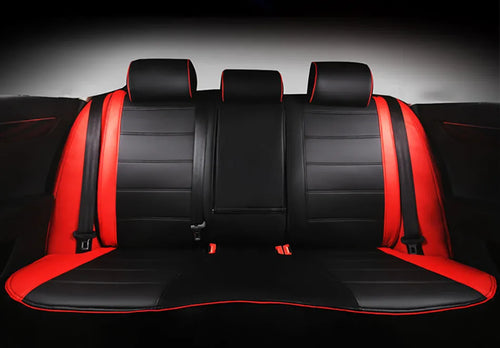 Cow leather car seat cover in beige and black colour options with binding style edging
