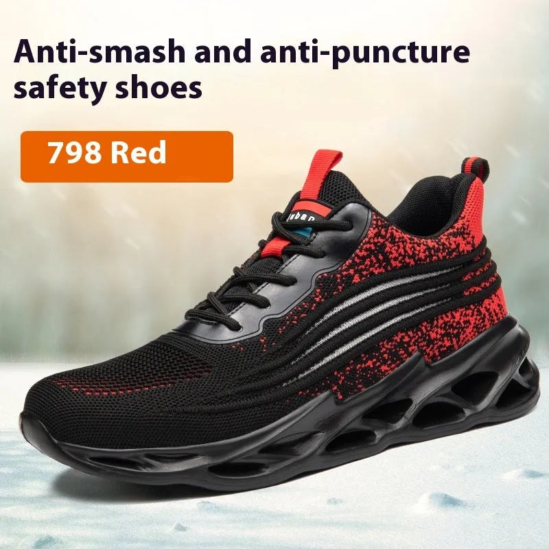 Lightweight leather labour protection shoes with rubber sole in multiple colour options