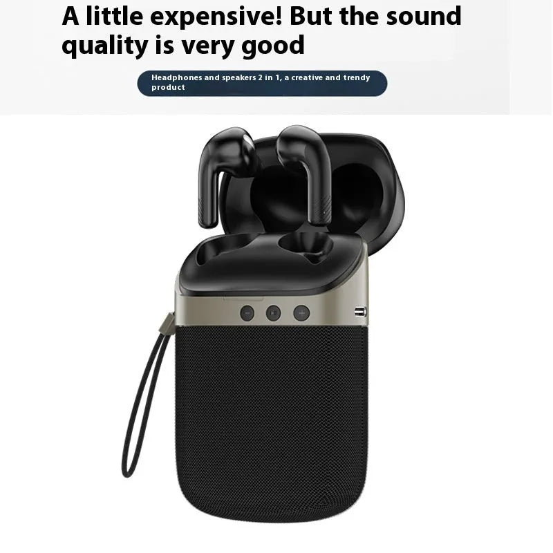 Black Bluetooth headset Bluetooth speaker two-in-one in-ear wireless device with USB charging cable