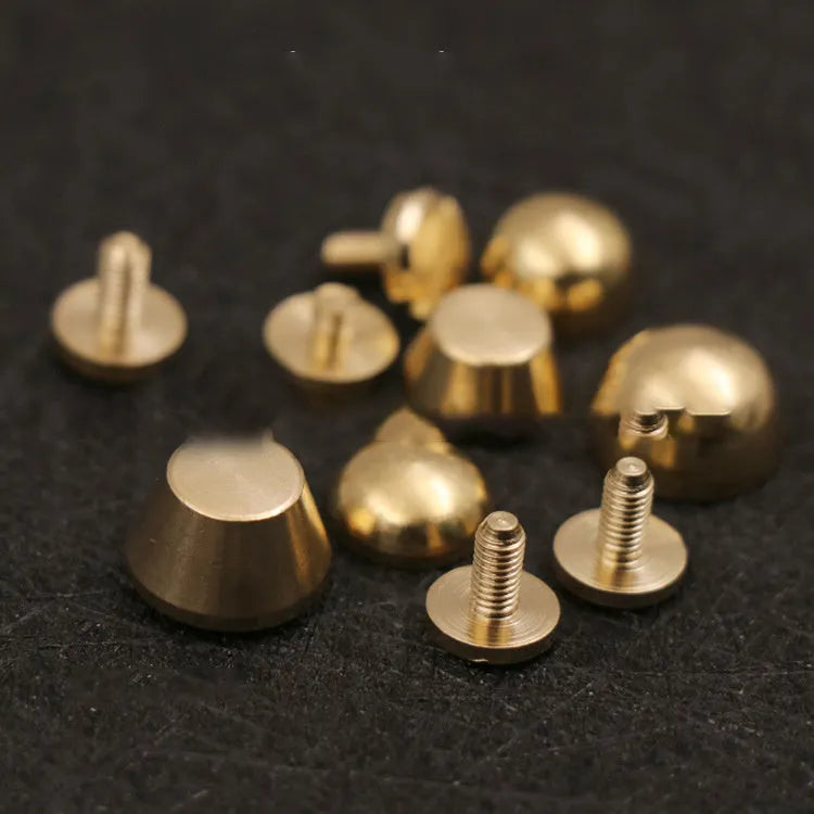 Brass decorative foot nails in 10x6mm and 12x7mm sizes for leathercraft