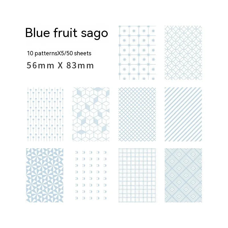 Pack of 50 retro-style collage note papers in ten dessert colours including caramel puff and strawberry coconut.