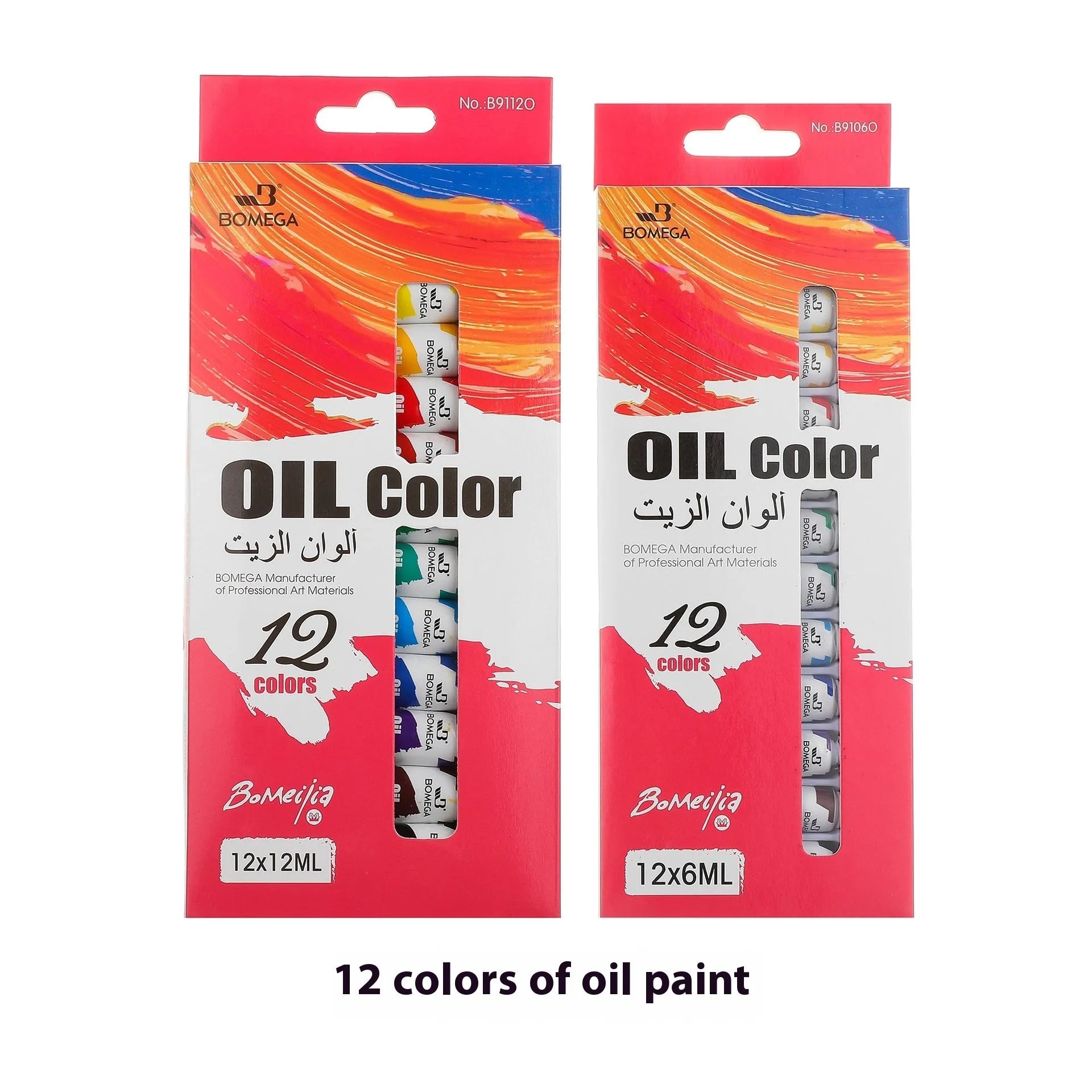 Artists' pigment set with tubes for watercolour, gouache, acrylic and oil painting techniques in twelve colours
