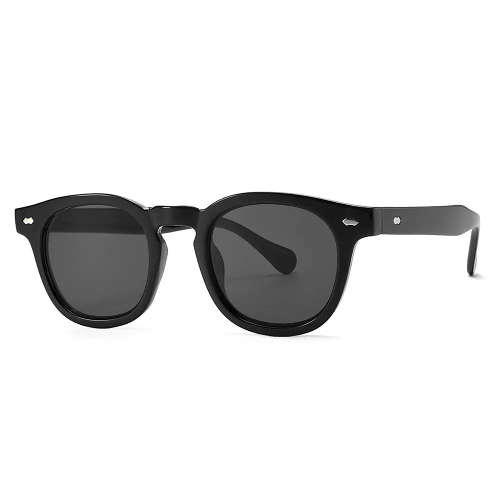 Simple round rim vintage style plastic sunglasses for sun protection with multiple frame and lens colour options
