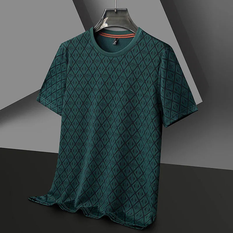 Men's round neck ice silk antibacterial casual t-shirt in loose fit with short sleeves