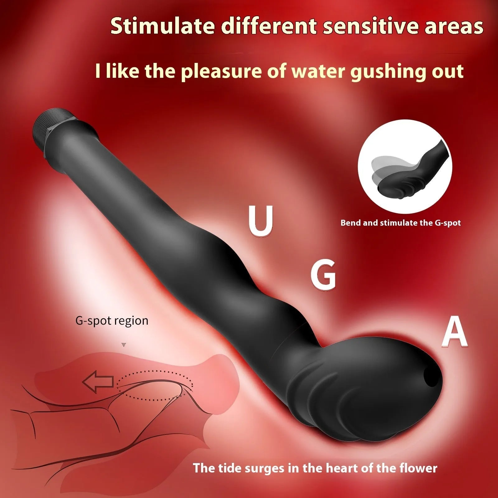 Black silicone enema hosepipe flusher with sausage filler design