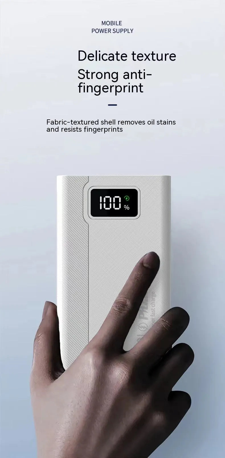 Black and white large capacity power bank with fast charging support