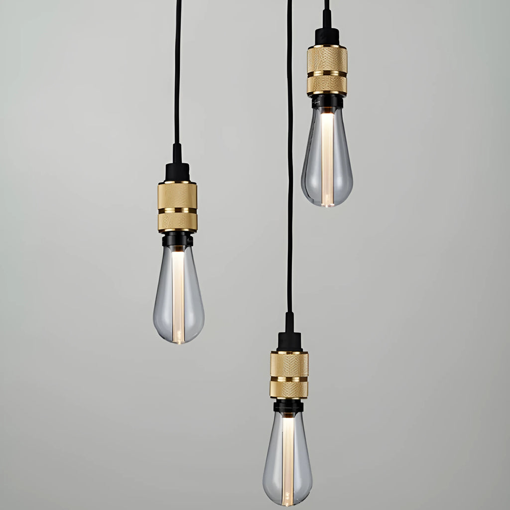 Retro DIY chandelier ceiling light in chrome, gold, rose gold, or shiny black with braided cord