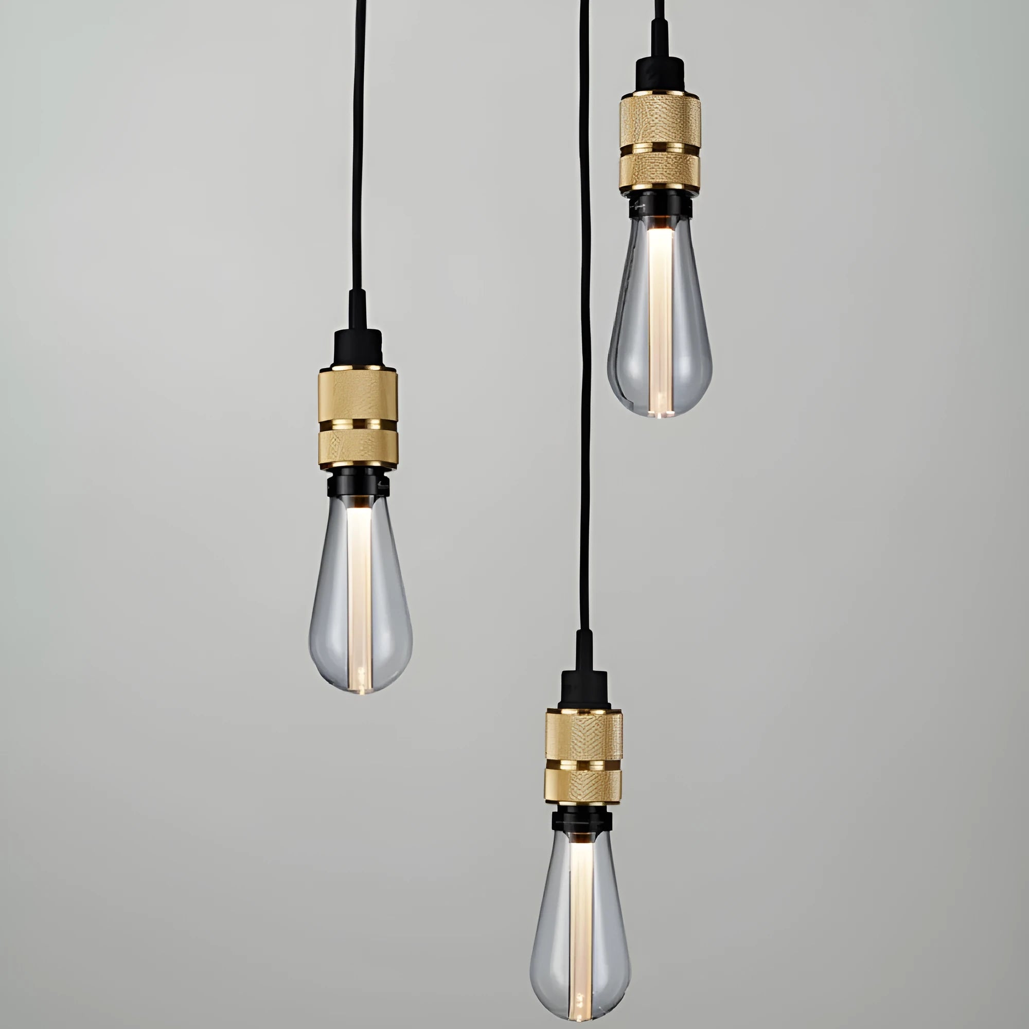 Retro DIY chandelier ceiling light in chrome, gold, rose gold, or shiny black with braided cord
