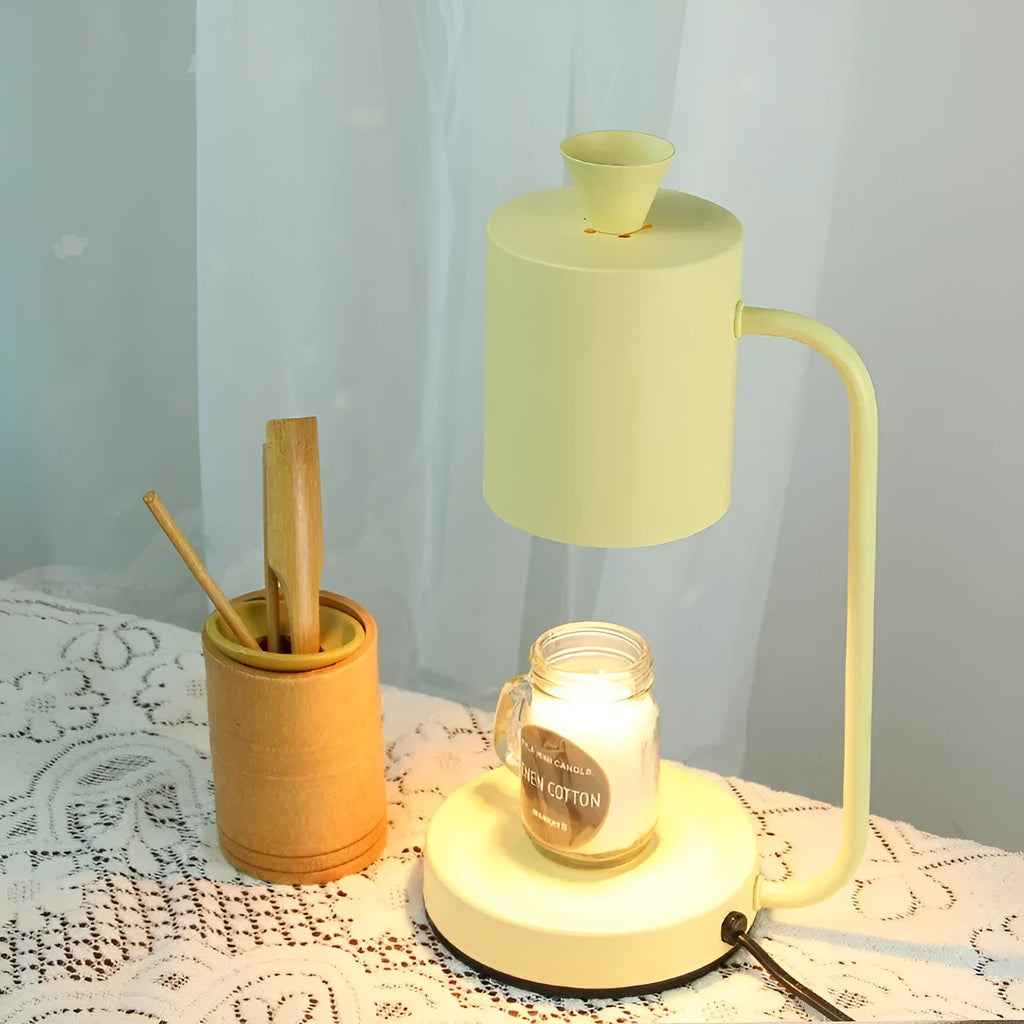 European design aromatherapy melting wax lamp with dimmer switch in white or yellow finish