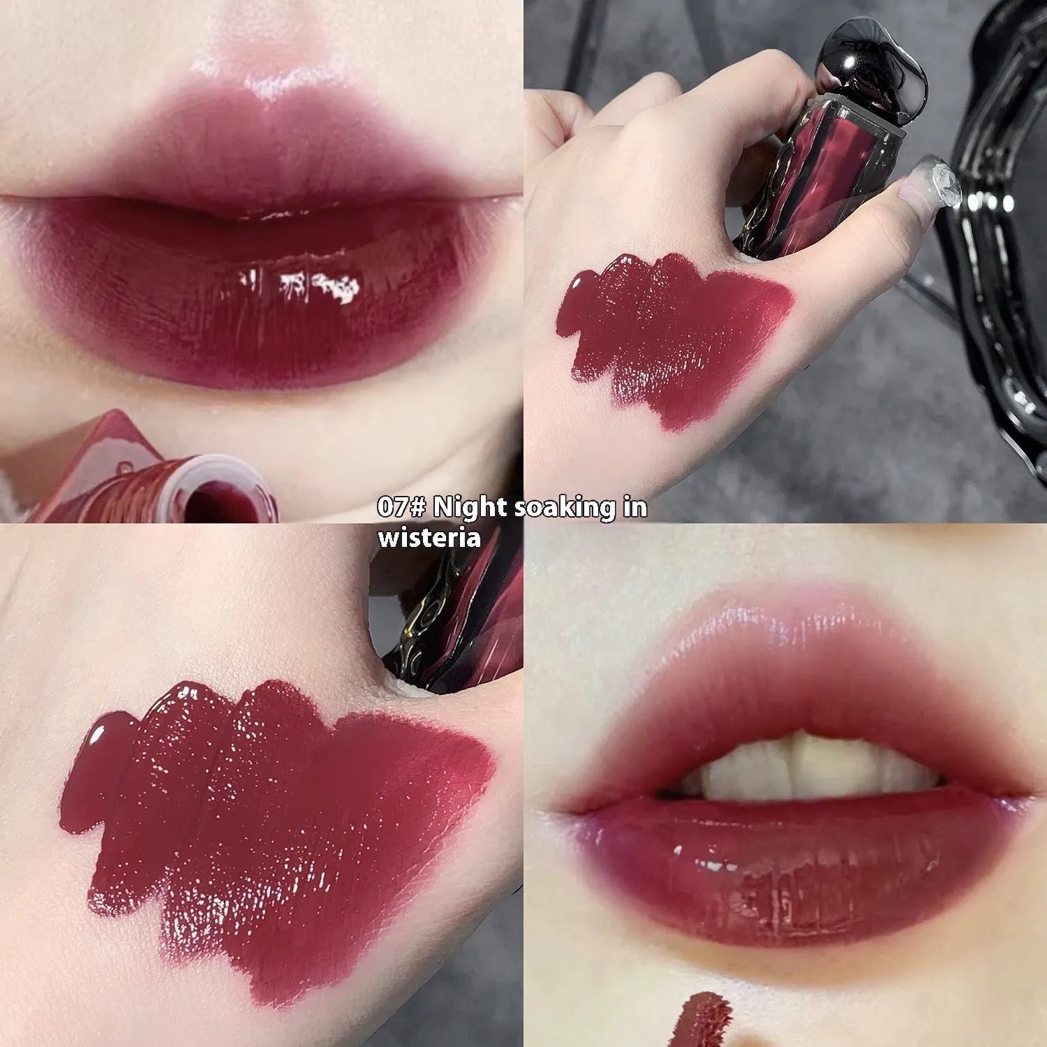 Glacier Lava Lip Lacquer mirror makeup in water-light finish with seven colour options