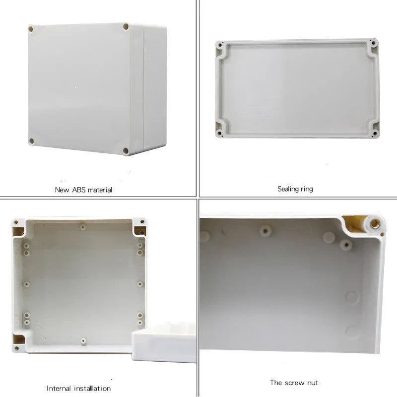 White indoor outdoor security power box with ABS construction measuring 225x190x70mm