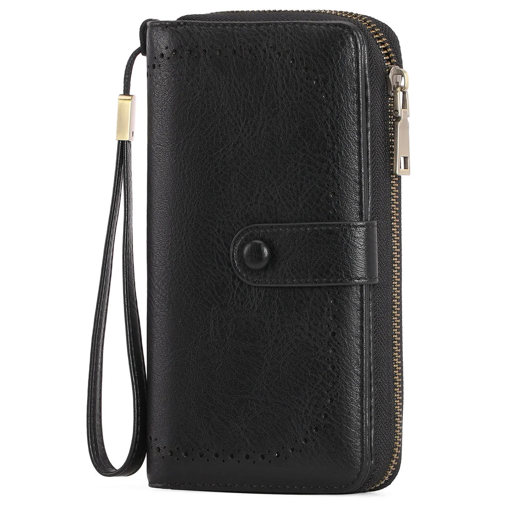 Women's expanding card holder wallet with anti-theft swiping function in multiple colour options
