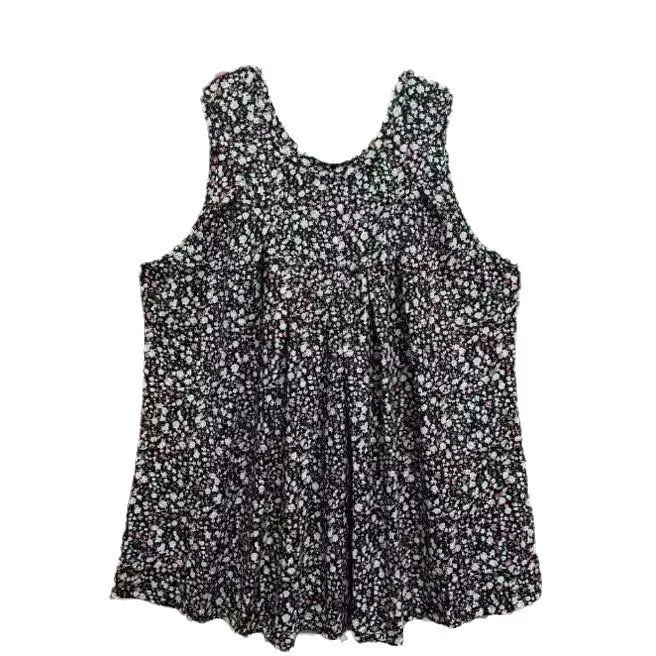 Plus size women's floral print sleeveless vest in polyester fabric