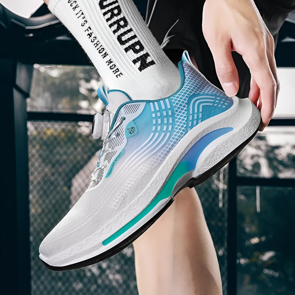 Men's low-top mesh sneakers with rotating buckle closure in multiple colour options