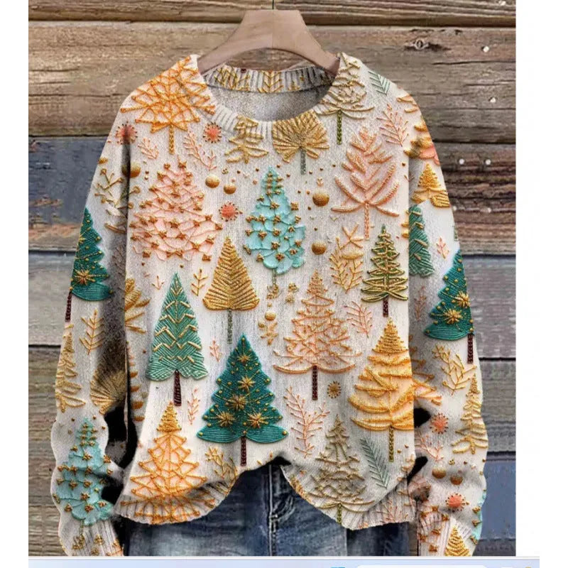 Little Flower digital printed floral pattern sweater in a round neck style.