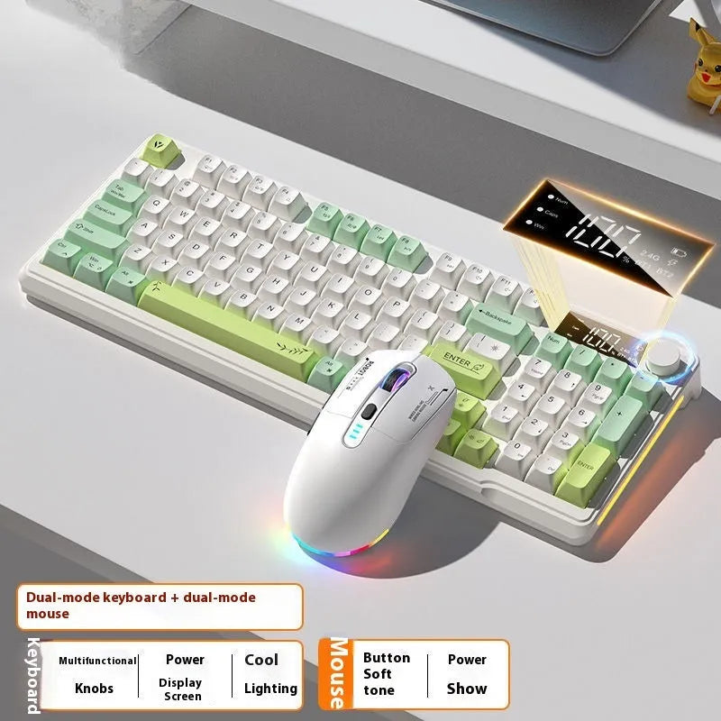 Wireless Bluetooth keyboard and mouse combo in blue white colour with compact design and ball-shaped keycaps