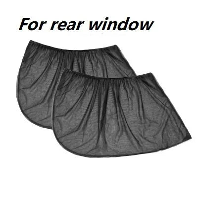 Set of four grey mesh car side window sunshades with elastic edges for front and rear windows.