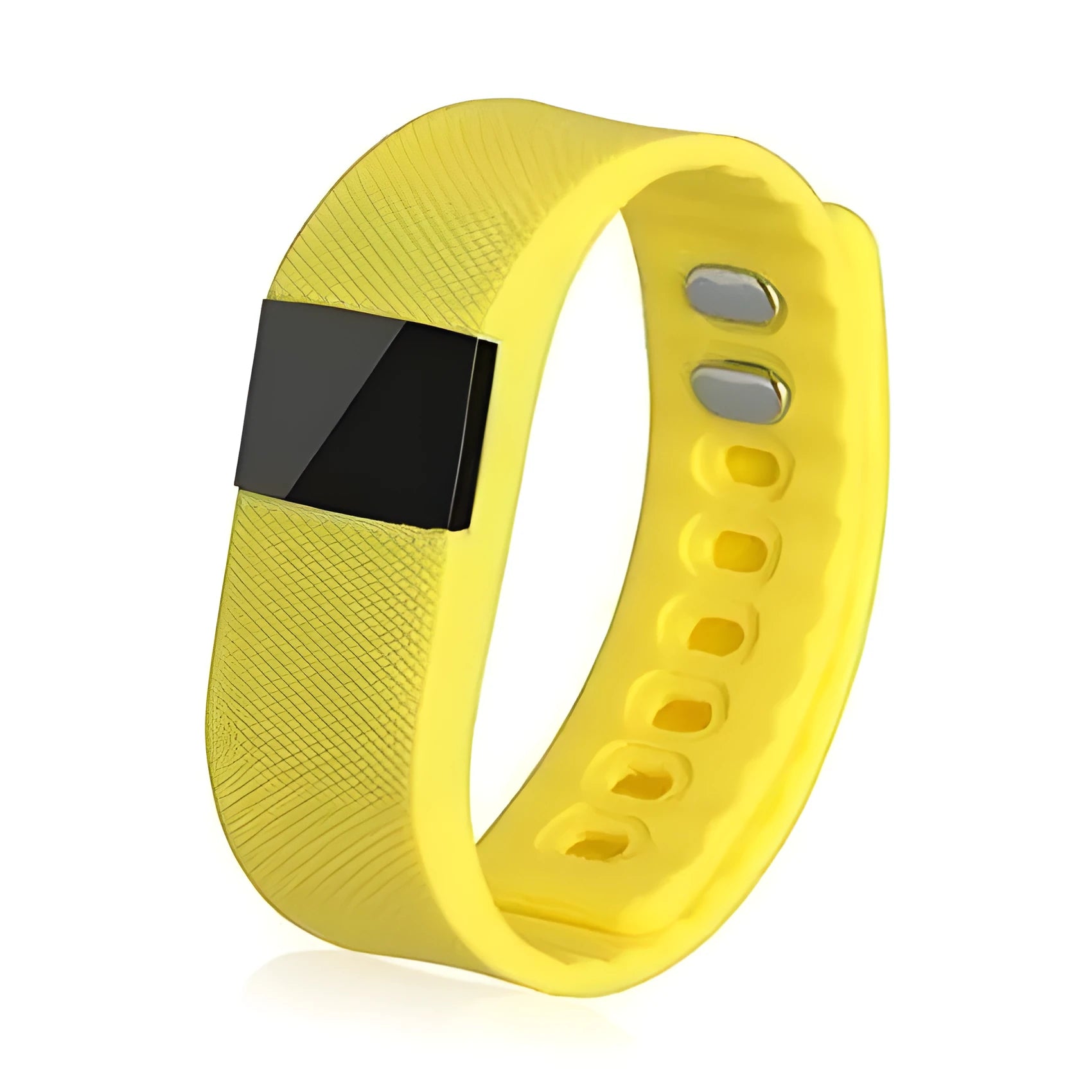 Ordinary bracelet pedometer in black, blue, green, orange or yellow colours showing step distance calorie tracking