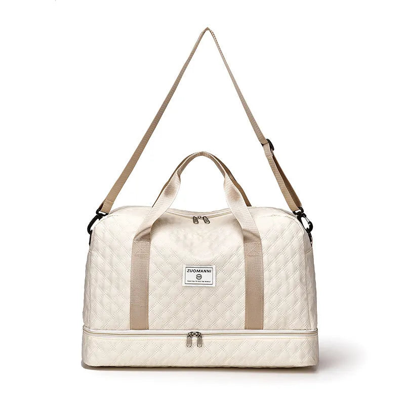 Oxford cloth leisure travel bag with 36-55 litre capacity in street trend style with sewing thread details