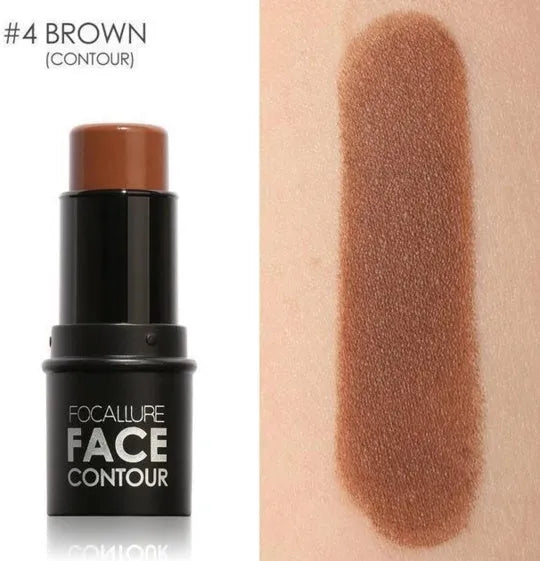Face contour highlighter makeup product shown in four shade options A, B, C, D for sculpting features.