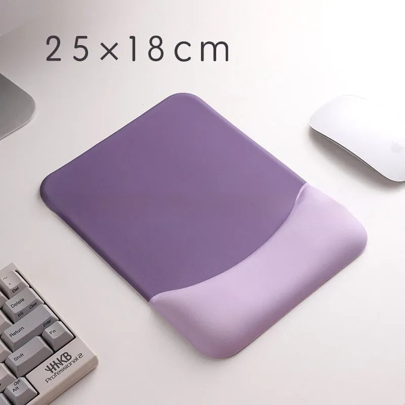 Square silicone wrist support mouse pad with cloth surface measuring 250x180mm