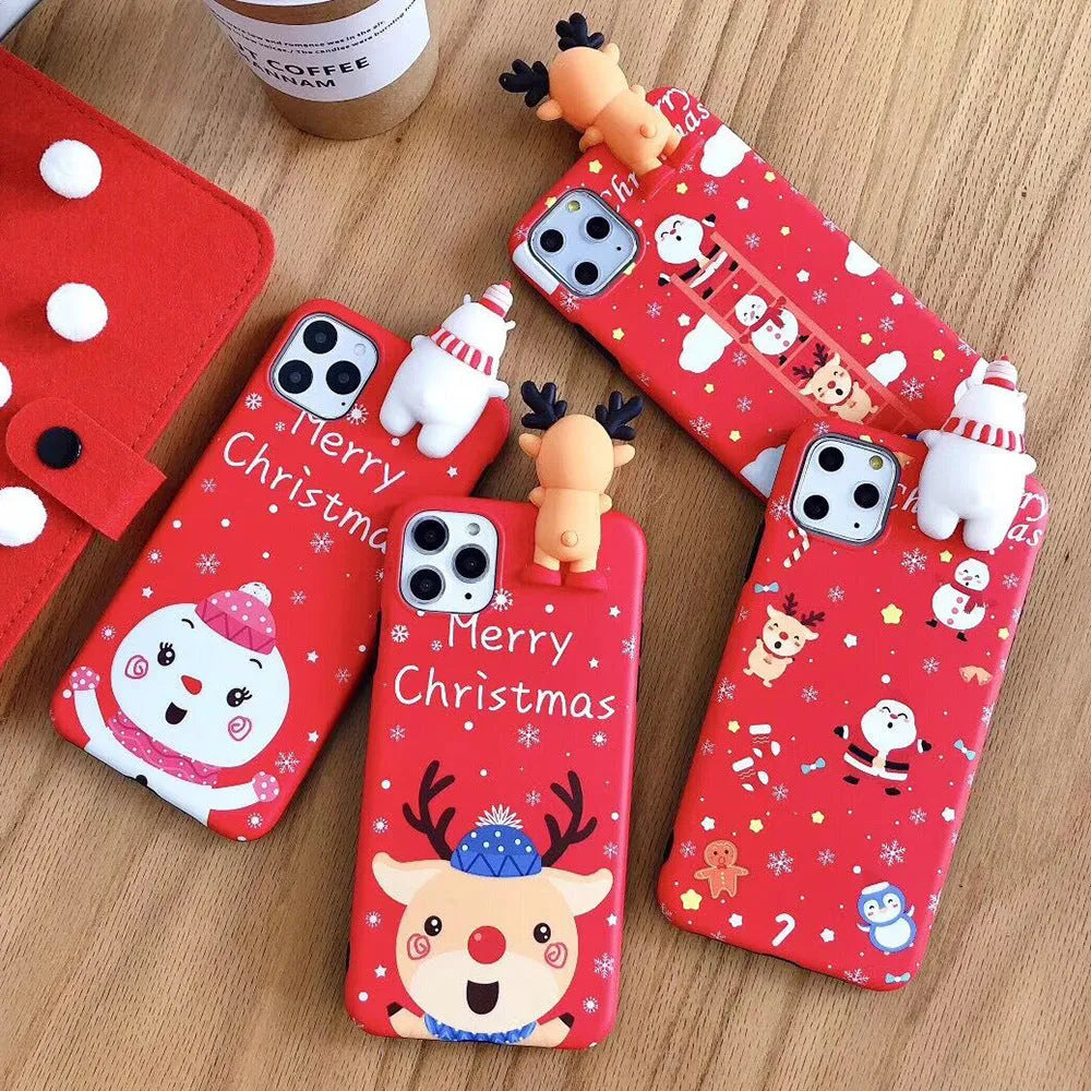 Christmas themed silicone phone case for iPhone with holiday designs