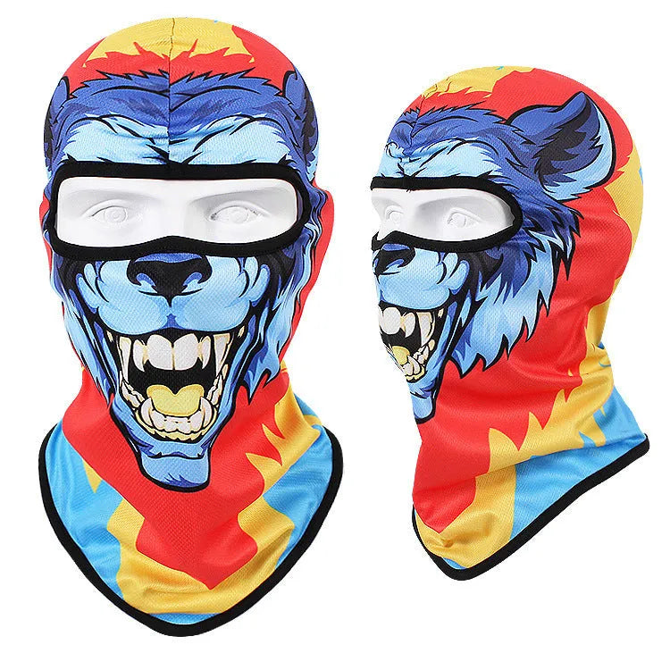 Motorcycle breathable skull sun mask with Bakool silk fabric in 36*29 cm size