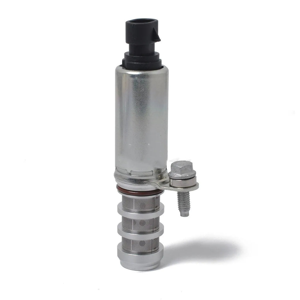 Pair of oil control VVT solenoid valves for Buick and Chevrolet vehicles on a white background.